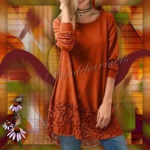 Orange Lace Trimmed T-shirt Hoodie